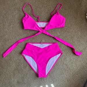 Hot Pink Wrap Bikini Set